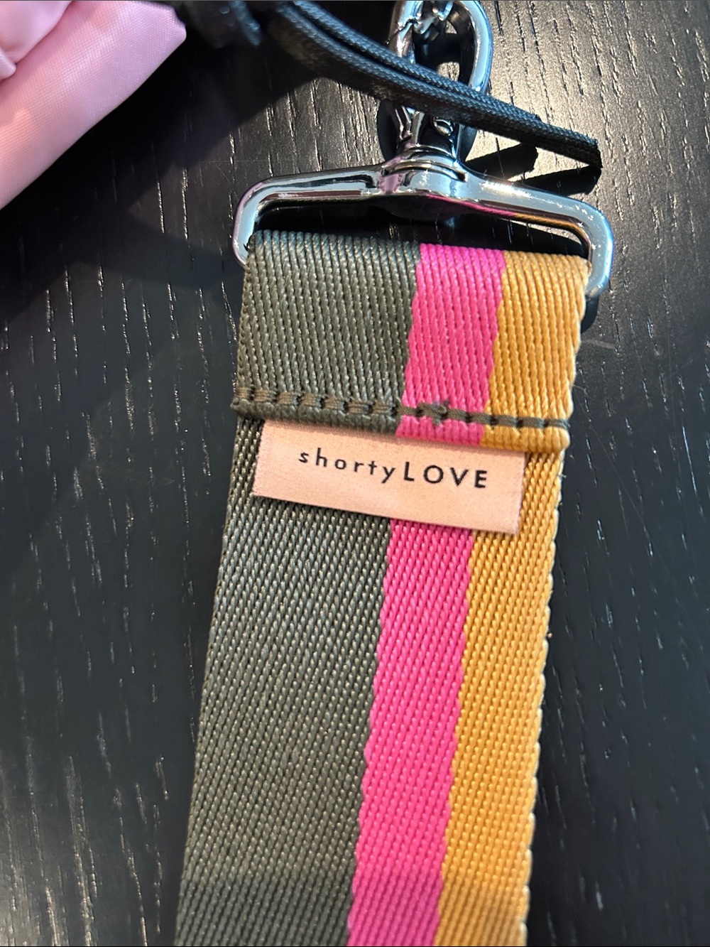 ShortyLOVE Large Pink Tote with Striped Adjustable Strap - Picture 11 of 15